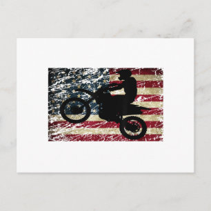 Cartão Postal De Festividades Dirt Bike USA Flag T-Shirt Motocross American Flag