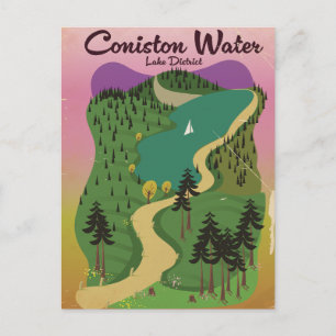 Cartão Postal De Festividades Distrito de Coniston Water Lake