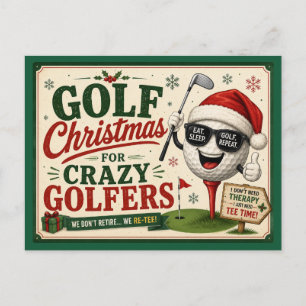 Cartão Postal De Festividades Dito engraçado de Natal de golfe para golfistas