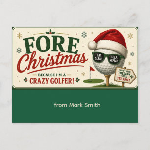Cartão Postal De Festividades Dito engraçado de Natal de golfe para golfistas