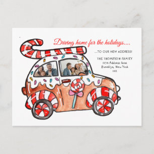 Cartão Postal De Festividades Diversão Foto Carro de Biscoito de Gengibre Nova C