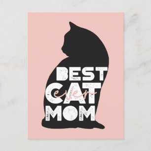 Cartão Postal De Festividades Divertido Dia das Mães Rosa Melhor Mãe de Gato de