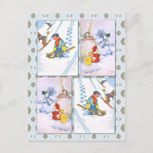 Cartão Postal De Festividades Divertimento de inverno