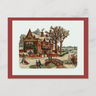 Cartão Postal De Festividades Do "cartão do vintage da cena Natal"