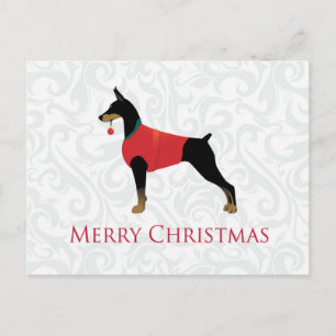 Cartão Postal De Festividades Doberman Pinscher Dog Feliz Design de Natal