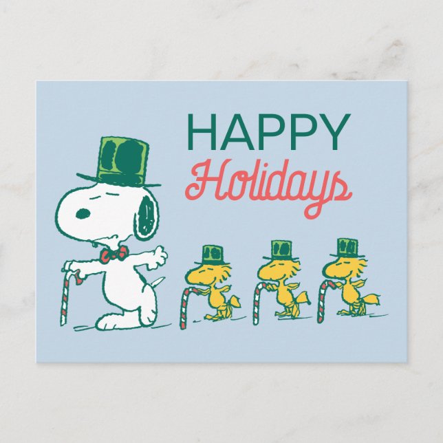 Cartão Postal De Festividades Doce de Hortelã com Chapéu de Snoopy (Frente)