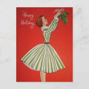 Cartão Postal De Festividades Doce senhora do Natal retrô vintage Feriado
