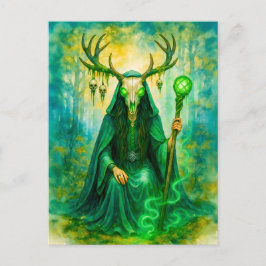 Cartão Postal De Festividades Doentes Celtas misteriosos com máscara de chifre