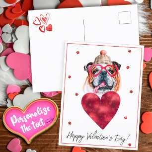 Cartão Postal De Festividades Dog Lover Namorados Dift English Bulldog