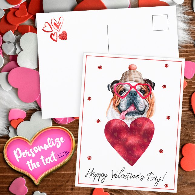 Cartão Postal De Festividades Dog Lover Namorados Dift English Bulldog (Criador carregado)