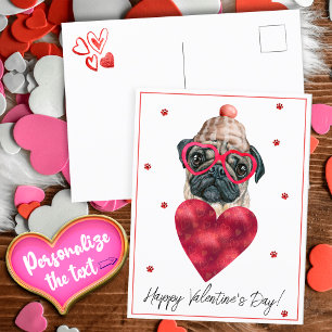 Cartão Postal De Festividades Dog Lover Namorados Pug