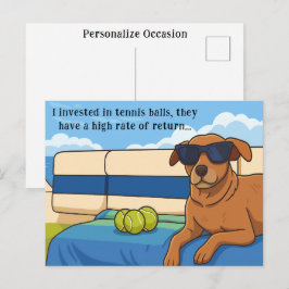 Cartão Postal De Festividades Dog Retirement Humor Tennis Ball Investment Joke