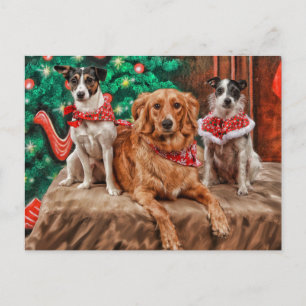 Cartão Postal De Festividades Dogs celebrating Christmas