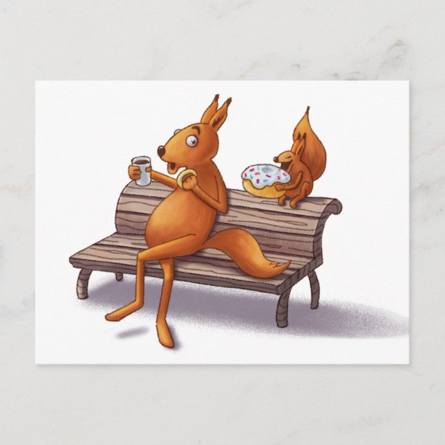 Cartão Postal De Festividades Dois esquilos (Frente)