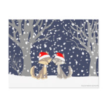 Dois lobos no cartão de Natal de inverno