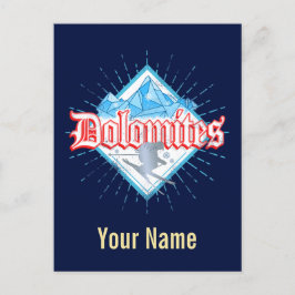 Cartão Postal De Festividades Dolomites Tirol Sul Retro Skier Vintage Ski