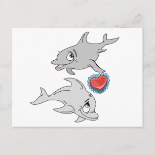 Cartão Postal De Festividades Dolphin Valentine's Day