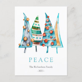 Cartão Postal De Festividades Doodle Peace Doodle Pine Christmas Tree Gifts