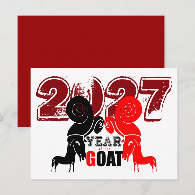 Cartão Postal De Festividades Double Odd Goat Chinese Year Zodiac 2027 PostC H (Frente/Verso)