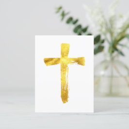 Cartão Postal De Festividades Dourada Cruz de Pincel - Deus Cristão Jesus Crucif