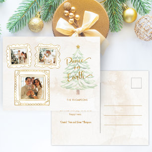 Cartão Postal De Festividades Dourada e divertida paz com o rabisco na Terra 3-f