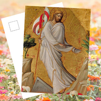 Cartão Postal De Festividades Dourada ressurreição cristã Elegante - Páscoa Jesu