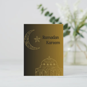 Cartão Postal De Festividades Dourado e negro feliz Ramadan Kareem 2024