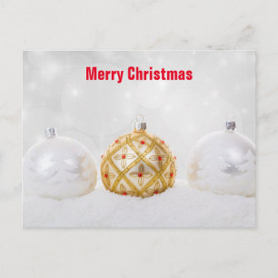 Cartão Postal De Festividades Dourado e Silver Ball Feliz Natal