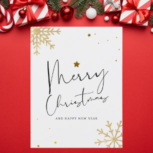 Cartão Postal De Festividades Dourado Elegante e Natal Negro