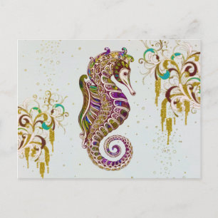 Cartão Postal De Festividades Dourado Verão Arco-Arco-Arco-Marinho Glitter