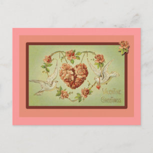 Cartão Postal De Festividades Doves and Hearts Valentine Cards
