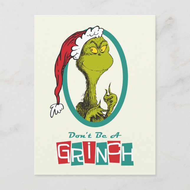 Cartão Postal De Festividades Dr. Seuss | O Grinch (Frente)