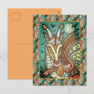 CARTÃO POSTAL DE FESTIVIDADES DRAGÃO DE DOCE DE MILHO MÁGICO, FERA DE FANTASIA D