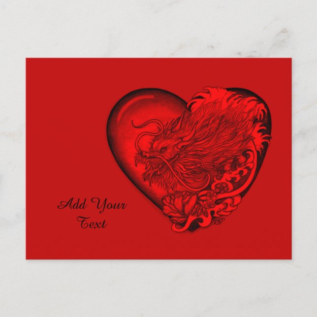 Cartão Postal De Festividades Dragão Heart (Frente)