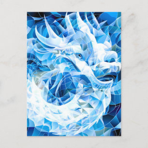 Cartão Postal De Festividades Dragão Mosaico Azul Sky