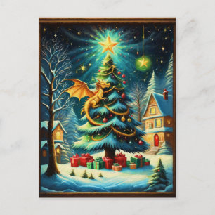 Cartão Postal De Festividades Dragão na véspera de Natal