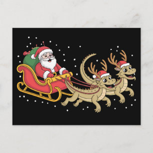 Cartão Postal De Festividades Dragões de Trenó de Natal Antílope de Natal do Pap
