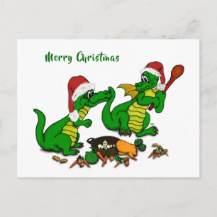 Cartão Postal De Festividades Dragões - Feliz Natal! - hoje eu cozinho Ho