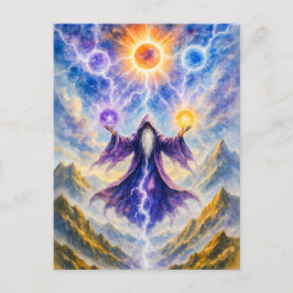Cartão Postal De Festividades druida celta convocando potências elementares