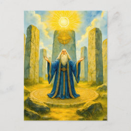 Cartão Postal De Festividades druida celta no círculo sagrado de pedra