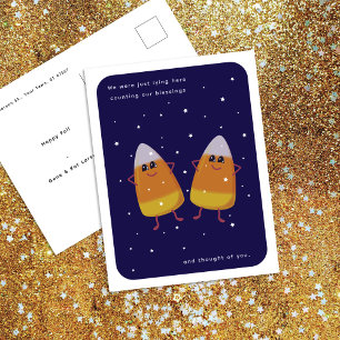 Cartão Postal De Festividades Duo de Candy Corn "Contando Nossas Bênçãos" Outono
