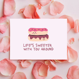 Cartão Postal De Festividades Duo de donut - Um Dia de os namorados doce