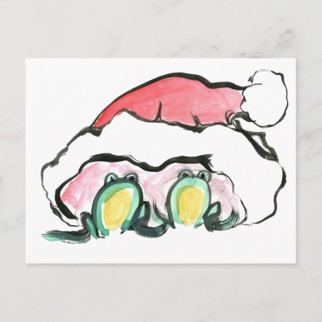 Cartão Postal De Festividades Duplicação de Frong do Natal - Sumi-e (Frente)