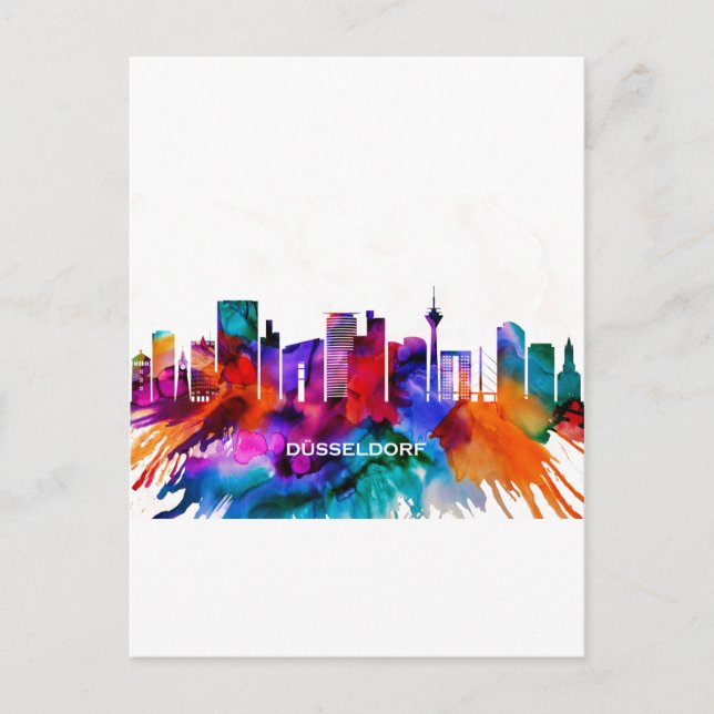 Cartão Postal De Festividades Dusseldorf Skyline (Frente)