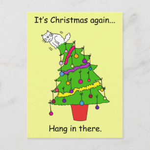 Cartão Postal De Festividades É Natal Novamente Humor de Gato