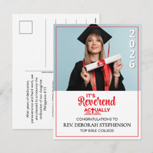 Cartão Postal De Festividades É REVERENDO NA VERDADE Ordenação Graduação