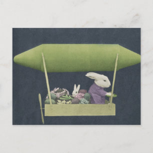 Cartão Postal De Festividades Easter Bunny Zepplin Postcard