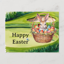 Cartão Postal De Festividades Easter eggs for golfer on green grass 