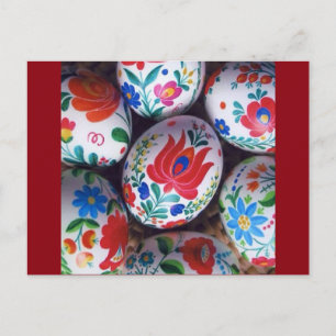 Cartão Postal De Festividades Easter Greetings Hungarian Kalocsai eggs