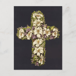 Cartão Postal De Festividades Easter Lily Cross